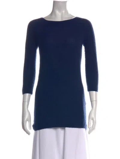 Pre-owned Gentry Portofino Cashmere Bateau Neckline Sweater In Blue
