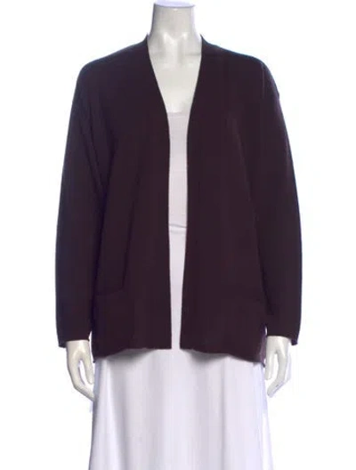 Pre-owned Gentry Portofino Cashmere Open Front Sweater In Purple