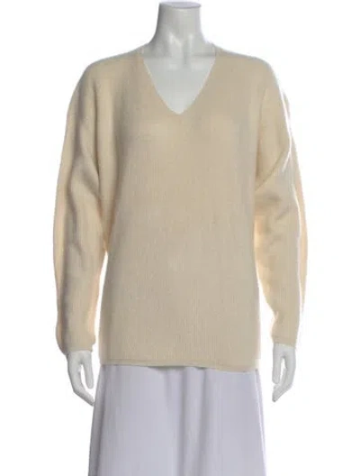 Pre-owned Gentry Portofino Cashmere V-neck Sweater In Neutral
