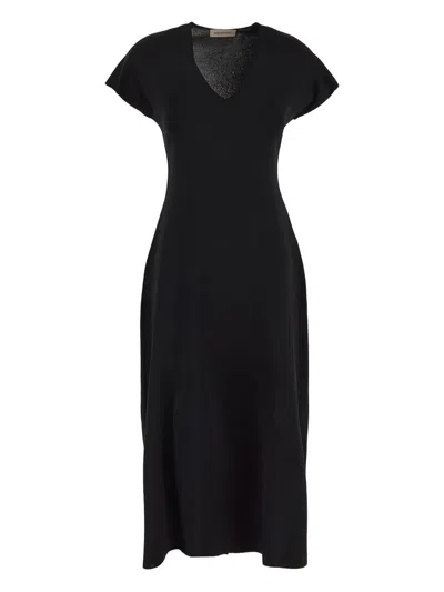 Gentry Portofino Fine-knit Midi Dress In Black