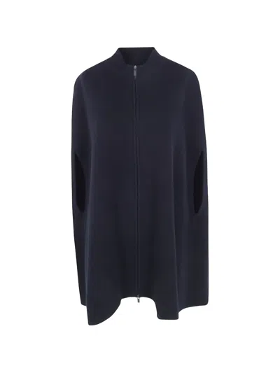 Gentry Portofino High-neck Zip-up Cape In Brown