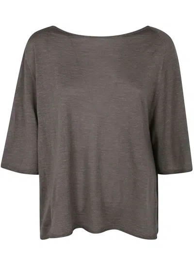 Gentry Portofino Knit Sweater Boat Neck In Gray