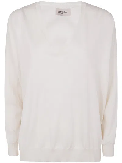 Gentry Portofino Knit Sweater V Neck In Ecru