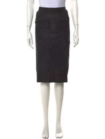 Pre-owned Gentry Portofino Lamb Leather Midi Length Skirt In Black