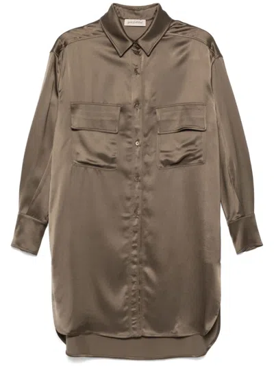 Gentry Portofino Satin Shirt In Green