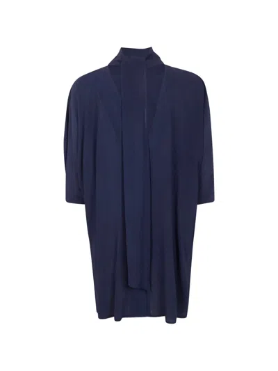 Gentry Portofino Scarf-neck Cardigan In Blue