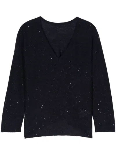 Gentry Portofino Sequin-embellished Sweater In Blue