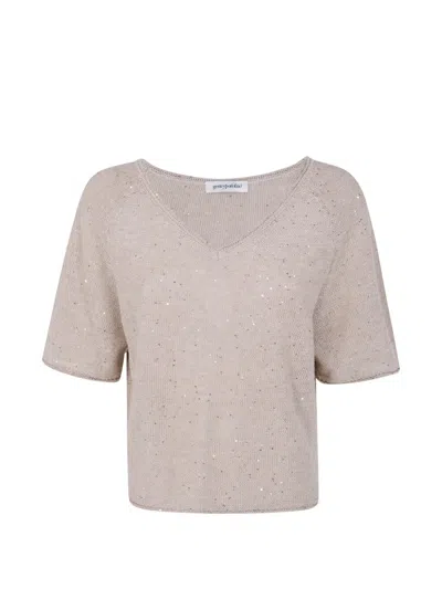 Gentry Portofino Sequin-embellished Knitted Top In Neutral