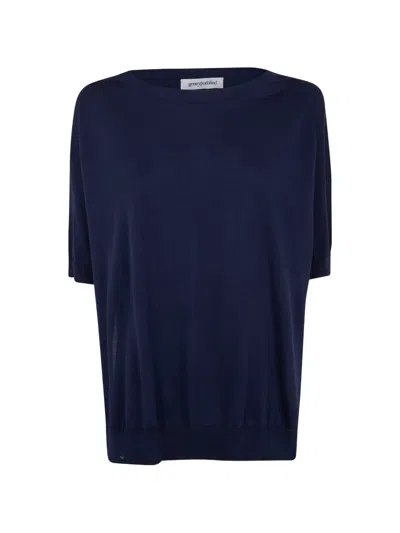 Gentry Portofino Short-sleeved Knitted Top In Blue