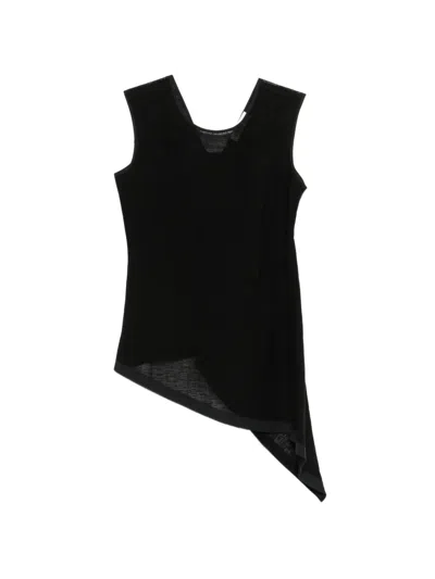 Gentry Portofino Sleeveless Asymmetric Top In Black