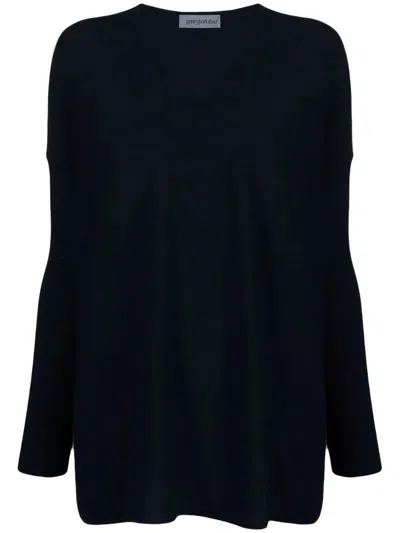 Gentry Portofino V Neck Knit Sweater In Black