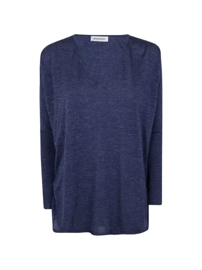 Gentry Portofino V-neck Knitted Top In Blue
