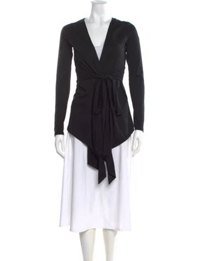Pre-owned Gentry Portofino V-neck Long Sleeve Tunic In Black