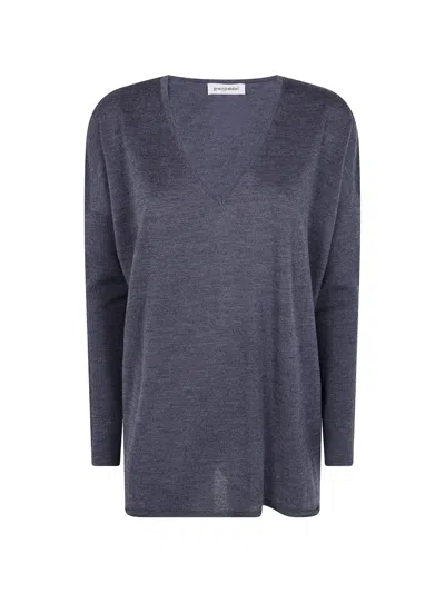 Gentry Portofino V-neck Wool Sweater In Grau