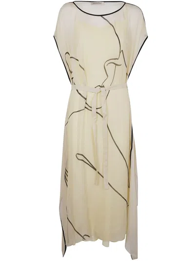 Gentry Portofino Woven Long Asymetrical Dress In Neutral