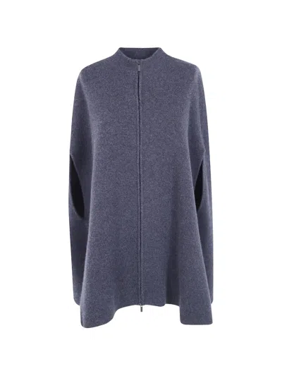 Gentry Portofino Zip-up High-neck Cape In Blue