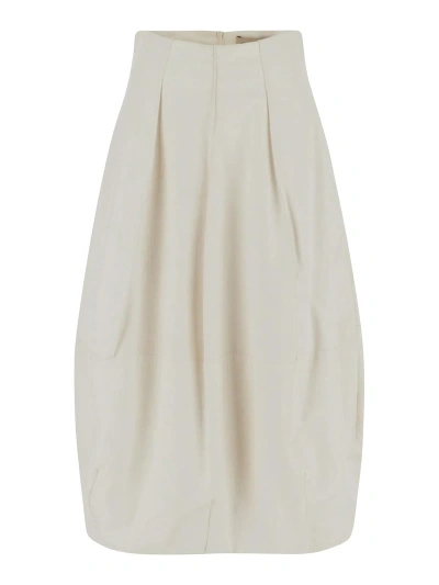 Gentryportofino White Midi Sheep Skirt In Cream