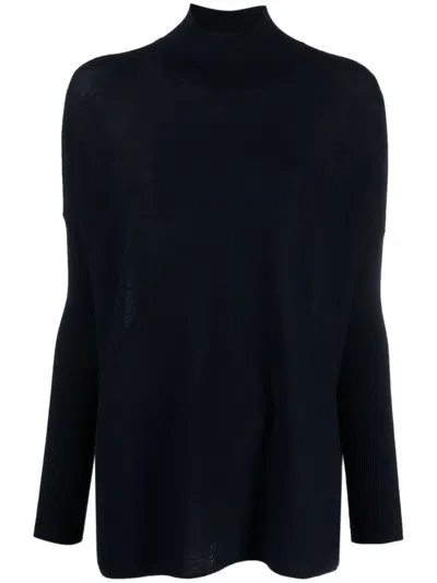 Gentryportofino Knit High Neck Sweater In Blue