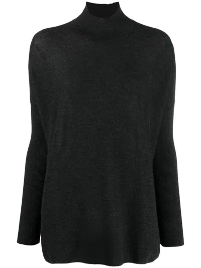 Gentryportofino Knit High Neck Sweater In Grey