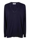 Gentryportofino Knit Sweater V Neck In Blue