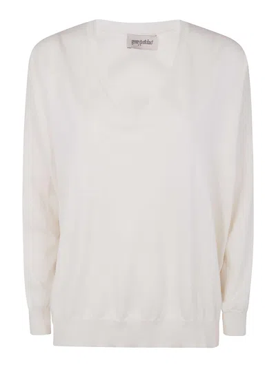 Gentryportofino Knit Sweater V Neck In Nude & Neutrals