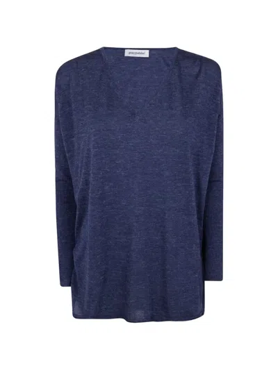 Gentryportofino Knit V Neck Sweater In Blue