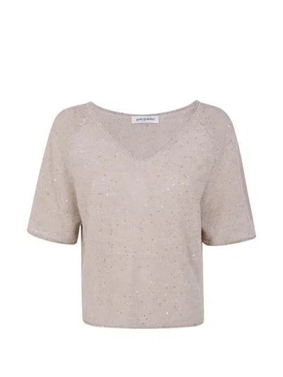 Gentryportofino Knit V Neck Sweater In Neutral