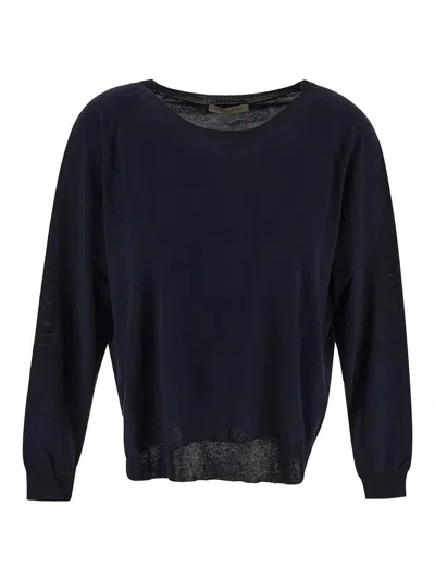 Gentryportofino Lightweight Long Sweater In Blue
