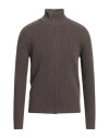 Gentryportofino Man Cardigan Khaki Size 46 Virgin Wool, Cashmere In Gray