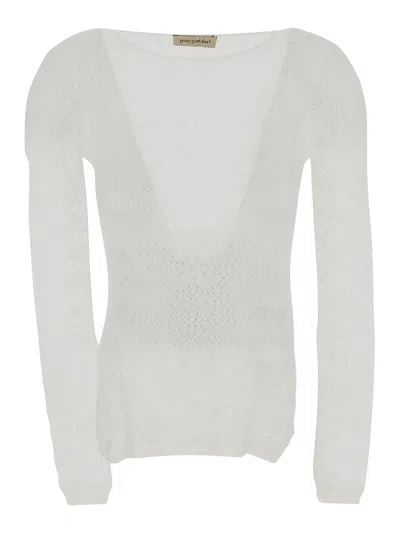 Gentryportofino Mi-transparent Perforated Tight-fitting Shirt In White