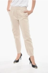 Gentryportofino Stretch Cotton Pants With Elastic Cuffs In Neutral