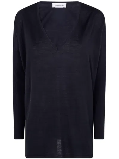 Gentryportofino Sweater Wool Silk "knit Sweater" In Black