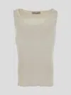 Gentryportofino Geripptes Tanktop Aus Einer Seiden-baumwollmischung In Beige