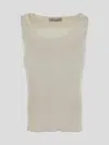 Gentryportofino Geripptes Tanktop Aus Einer Seiden-baumwollmischung In Beige