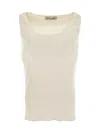 Gentryportofino Geripptes Tanktop Aus Einer Seiden-baumwollmischung In Ivory