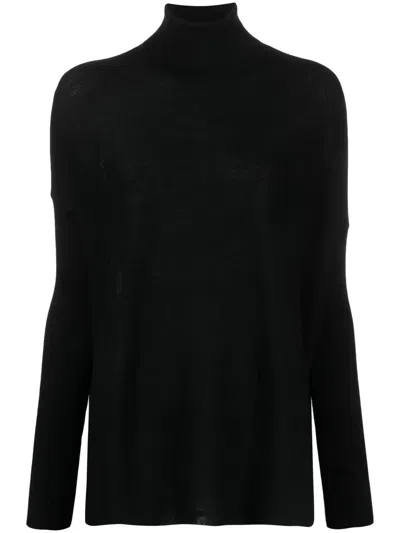 Gentryportofino Turtle Neck Knit Sweater In Black