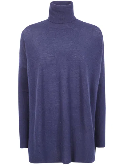 Gentryportofino Turtle Neck Knit Sweater In Blue