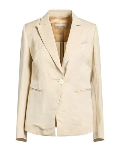 Gentryportofino Woman Blazer Beige Size 10 Linen, Viscose In Brown