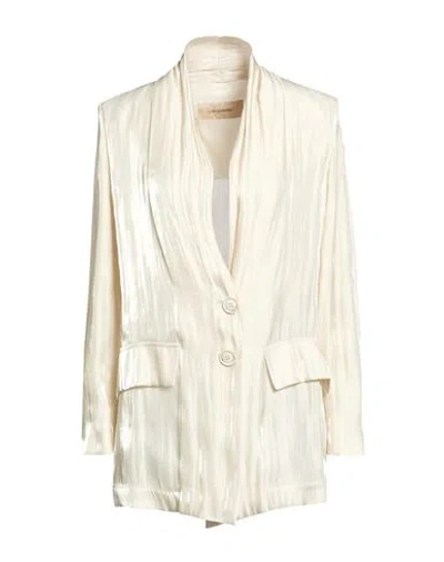 Gentryportofino Woman Blazer Beige Size 10 Polyester In White