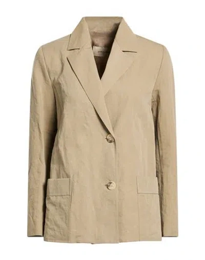 Gentryportofino Woman Blazer Camel Size 4 Cotton, Linen In Nude