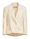 Gentryportofino Woman Blazer Cream Size 8 Cotton In Neutral