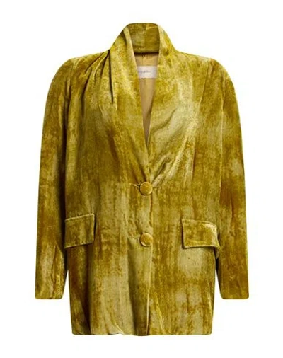 Gentryportofino Woman Blazer Lime Green Size 8 Viscose, Silk In Yellow