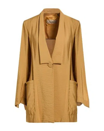 Gentryportofino Woman Blazer Mustard Size 8 Modal, Polyester In Brown