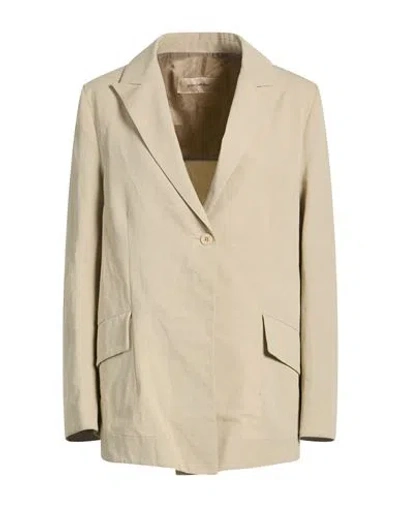 Gentryportofino Woman Blazer Taupe Size 8 Cotton, Linen In Neutral