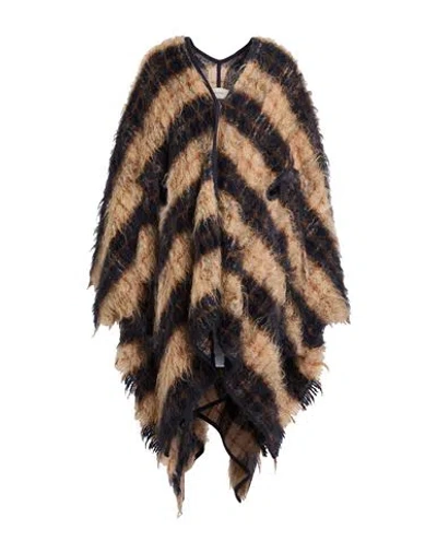 Gentryportofino Woman Cape Beige Size 6 Mohair Wool, Virgin Wool, Polyamide In Sand