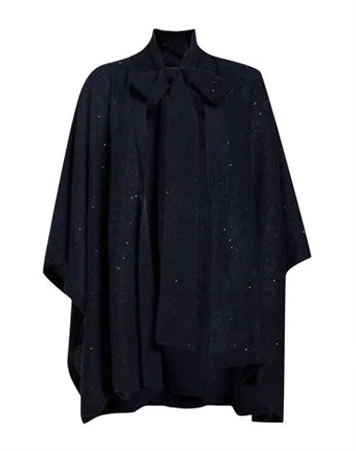 Gentryportofino Woman Cape Midnight Blue Size 4 Alpaca Wool, Mohair Wool, Viscose, Polyamide, Polyes