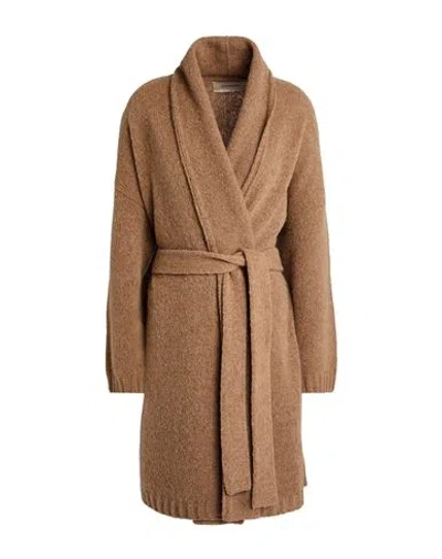 Gentryportofino Woman Cardigan Camel Size 10 Virgin Wool, Polyamide In Brown