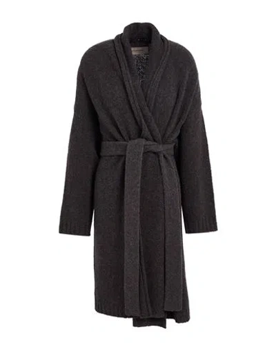 Gentryportofino Woman Cardigan Charcoal Size 8 Virgin Wool, Polyamide In Brown