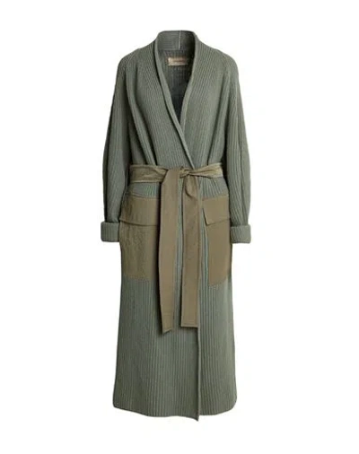 Gentryportofino Woman Coat Military Green Size 10 Virgin Wool, Cashmere In Gray