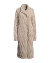 Gentryportofino Woman Coat Sand Size 6 Mohair Wool, Virgin Wool, Silk In Beige